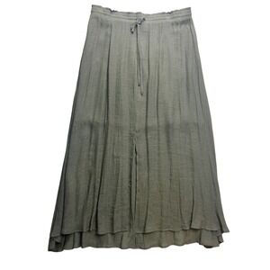 Sweet Lovely by Jen Olive Green Textured Maxi Skirt Plus Size 3XL Boho Slit